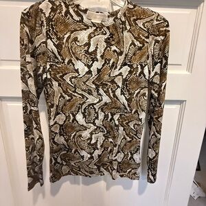 Michael Kors Brown and Cream Patterned Top